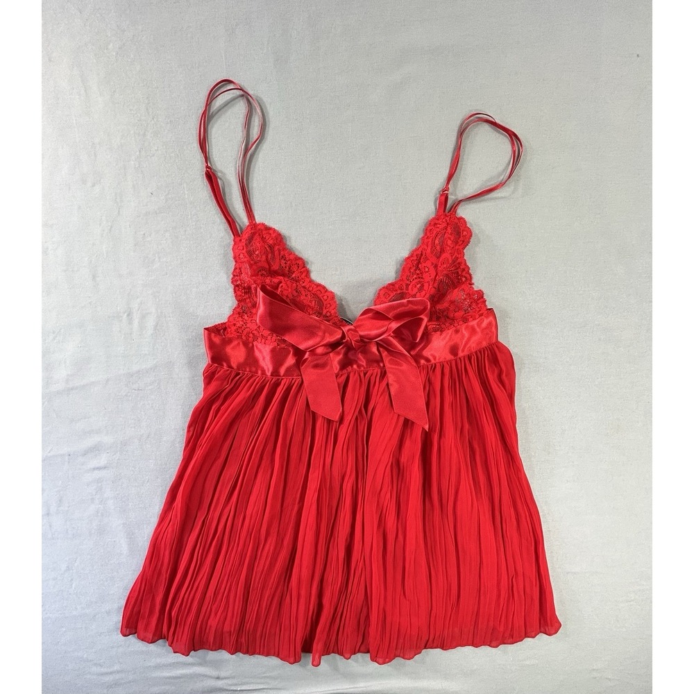 Victoria's Secret red pleated babydoll lingerie Women's Small New Top Only
